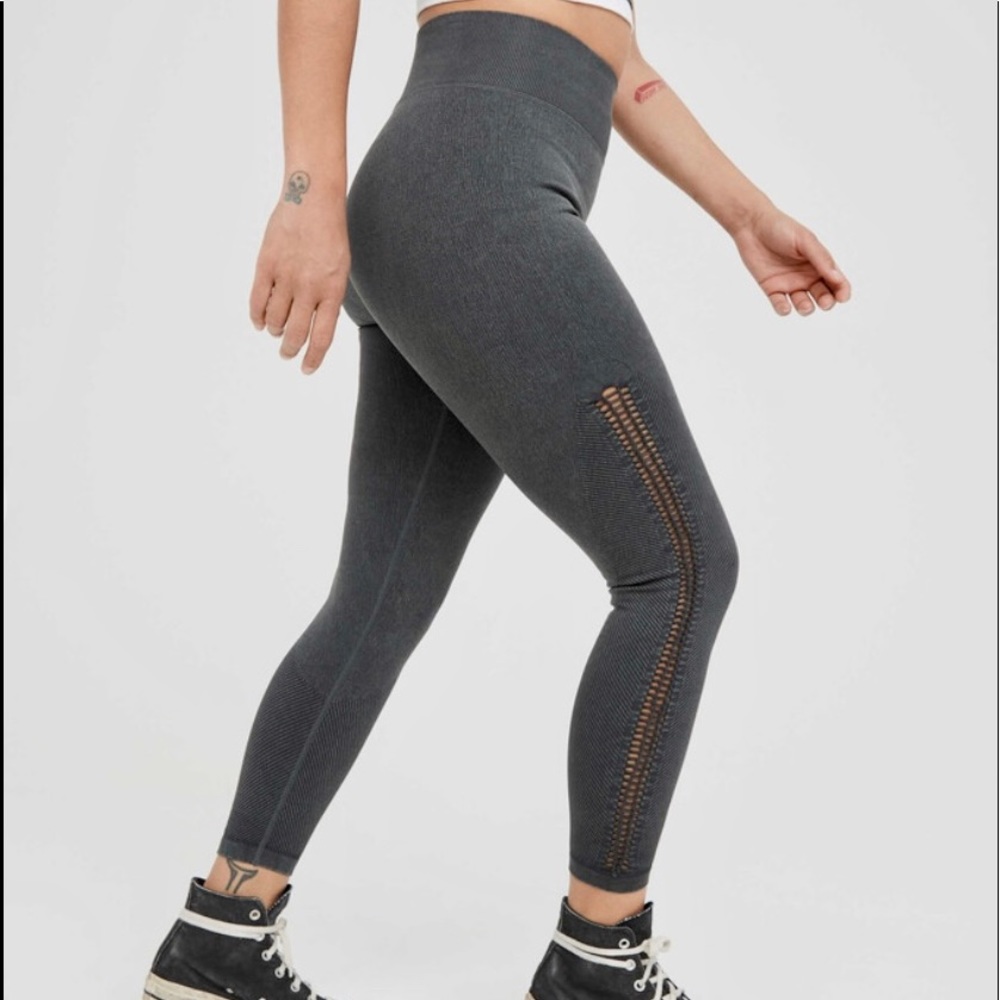 OFFLINE Seamless Macrame High Waisted Legging,  Grey, Small Petite